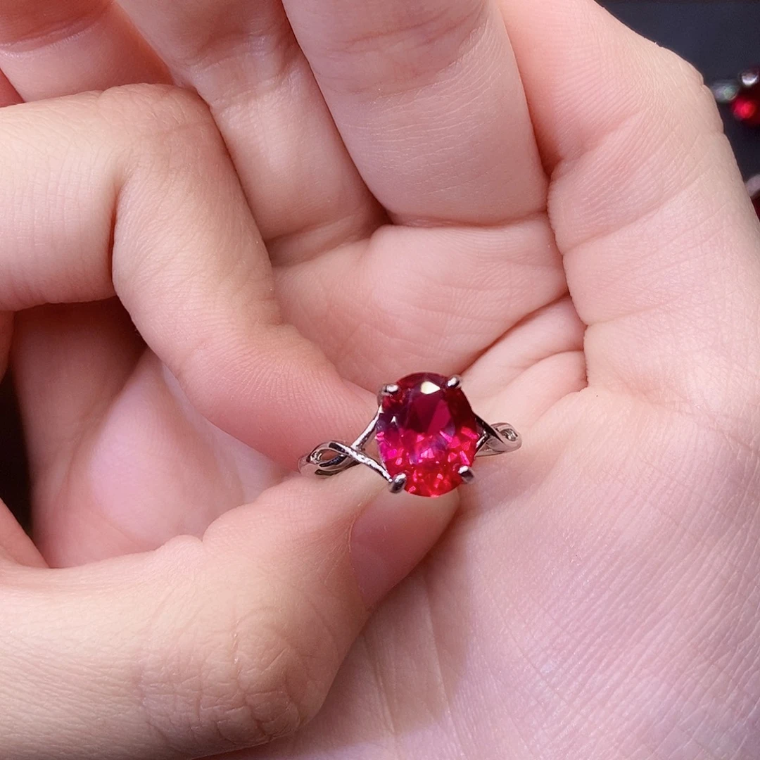 银S925镶嵌戒指红宝石