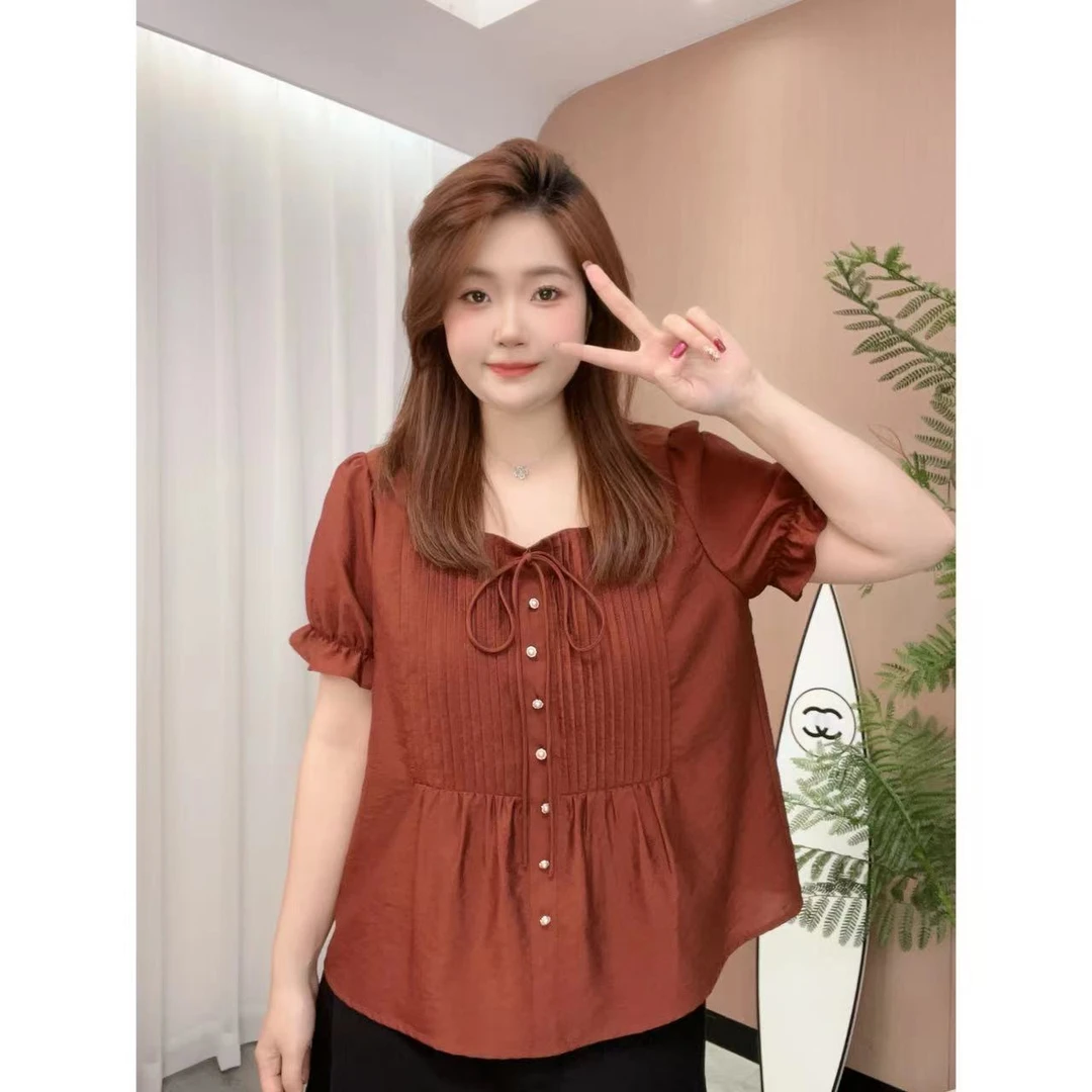 【苹果现货清清】夏季新款上衣设计感女夏显瘦短袖TGW41229