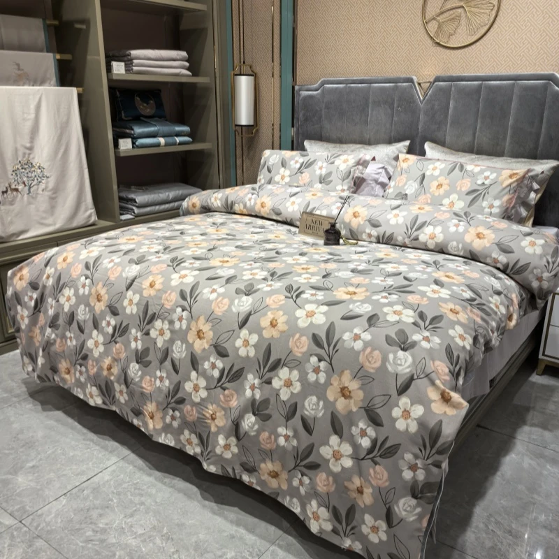 【悦达家纺】《象洛》全棉磨毛印花四件套高支高密纯棉磨毛