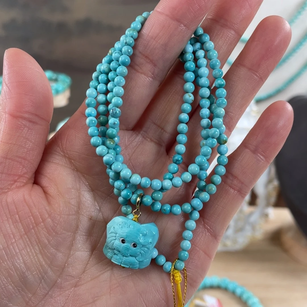 绿松石未镶嵌套链3.5圆珠套链