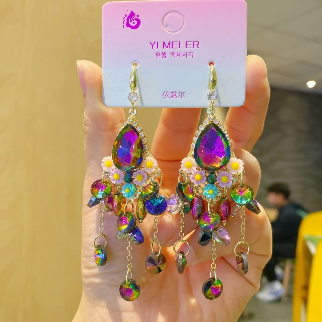 铜合金琉璃耳饰 098爆款七彩耳挂耳饰饰品