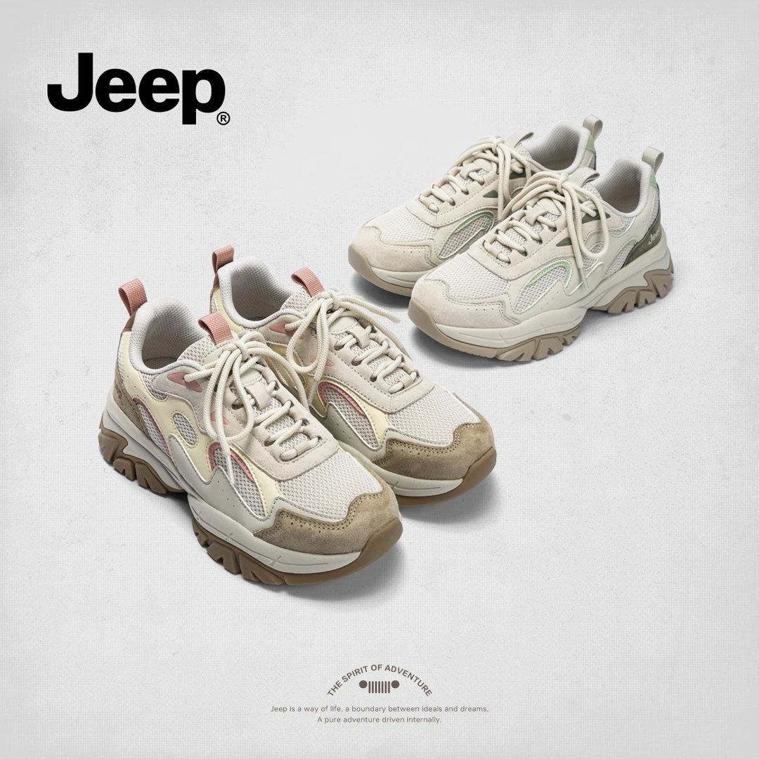 jeep复古老爹鞋女2025春夏新款小个子厚底休闲运动鞋百搭通勤女鞋
