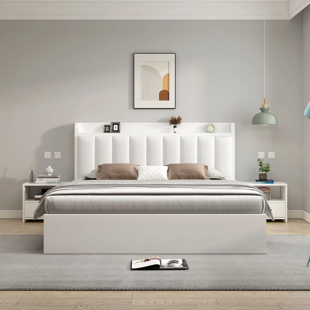 【包安装】实木床现代简约1.5米床双人床家用主卧1.8实木床儿童床