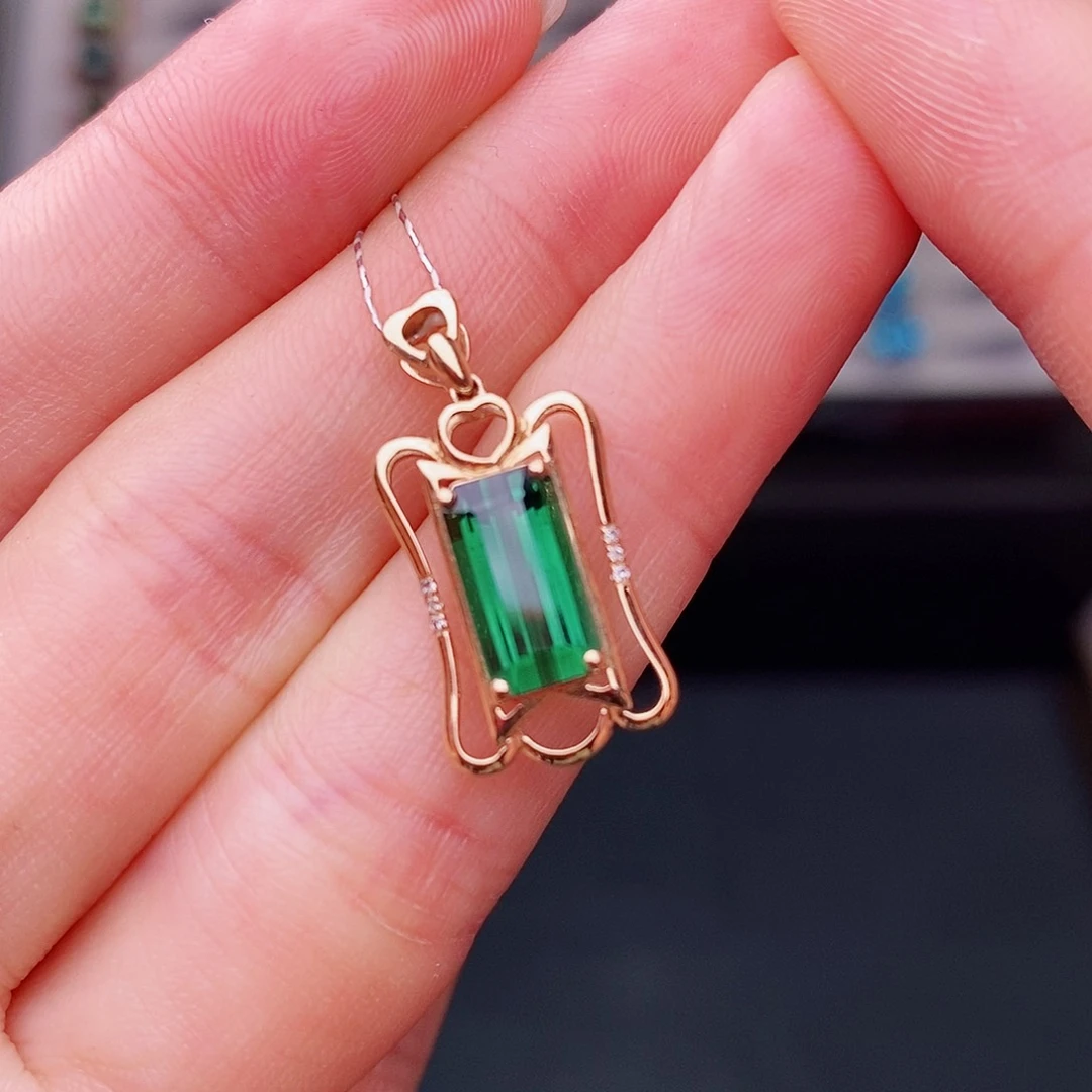 吊坠碧玺18K金镶嵌碧玺