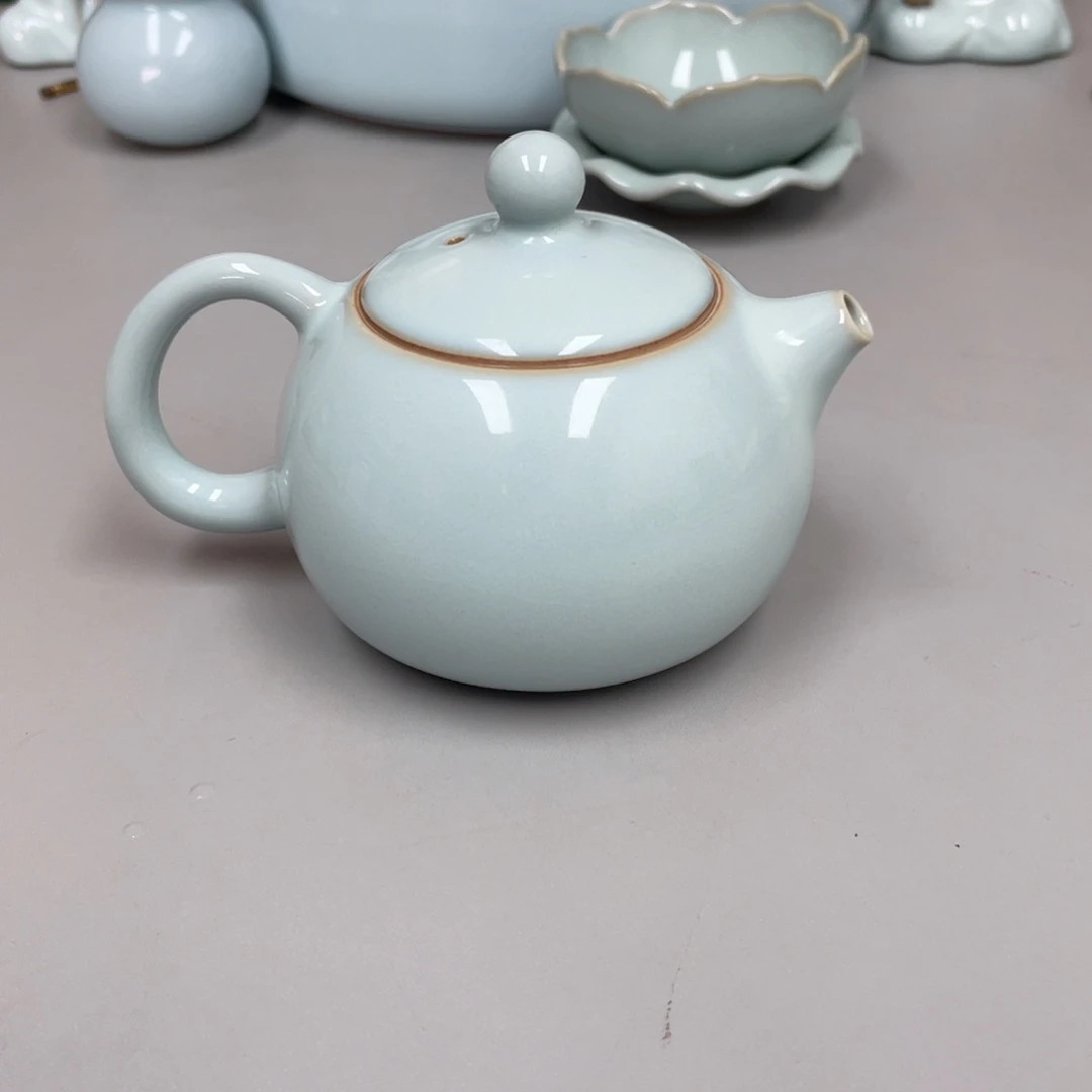平***乐瓷天青色瑕张君老师西施壶