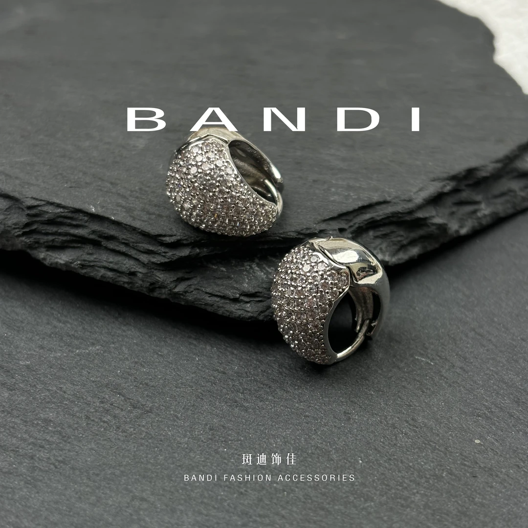 铜合金锆石耳饰 BANDI 镀铂耳环 s925银针 轻奢高级质感