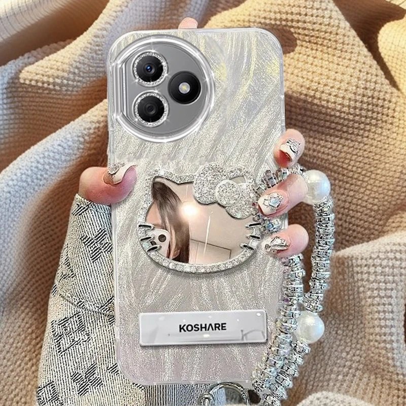 自带镜头膜华为荣耀X50i+手机壳LLY-AN00镶钻kt猫镜子Honorx50i+