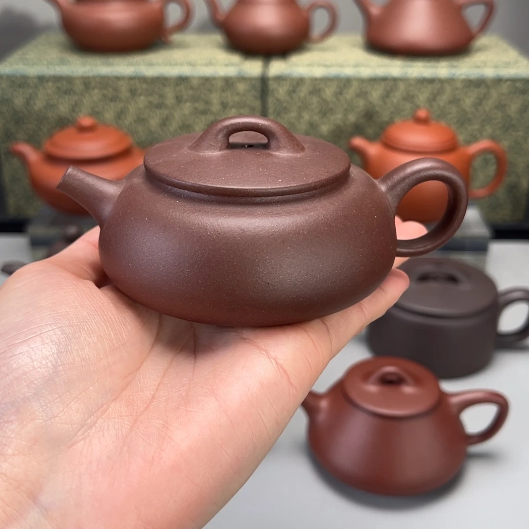 紫砂茶壶素镜150cc深井紫泥