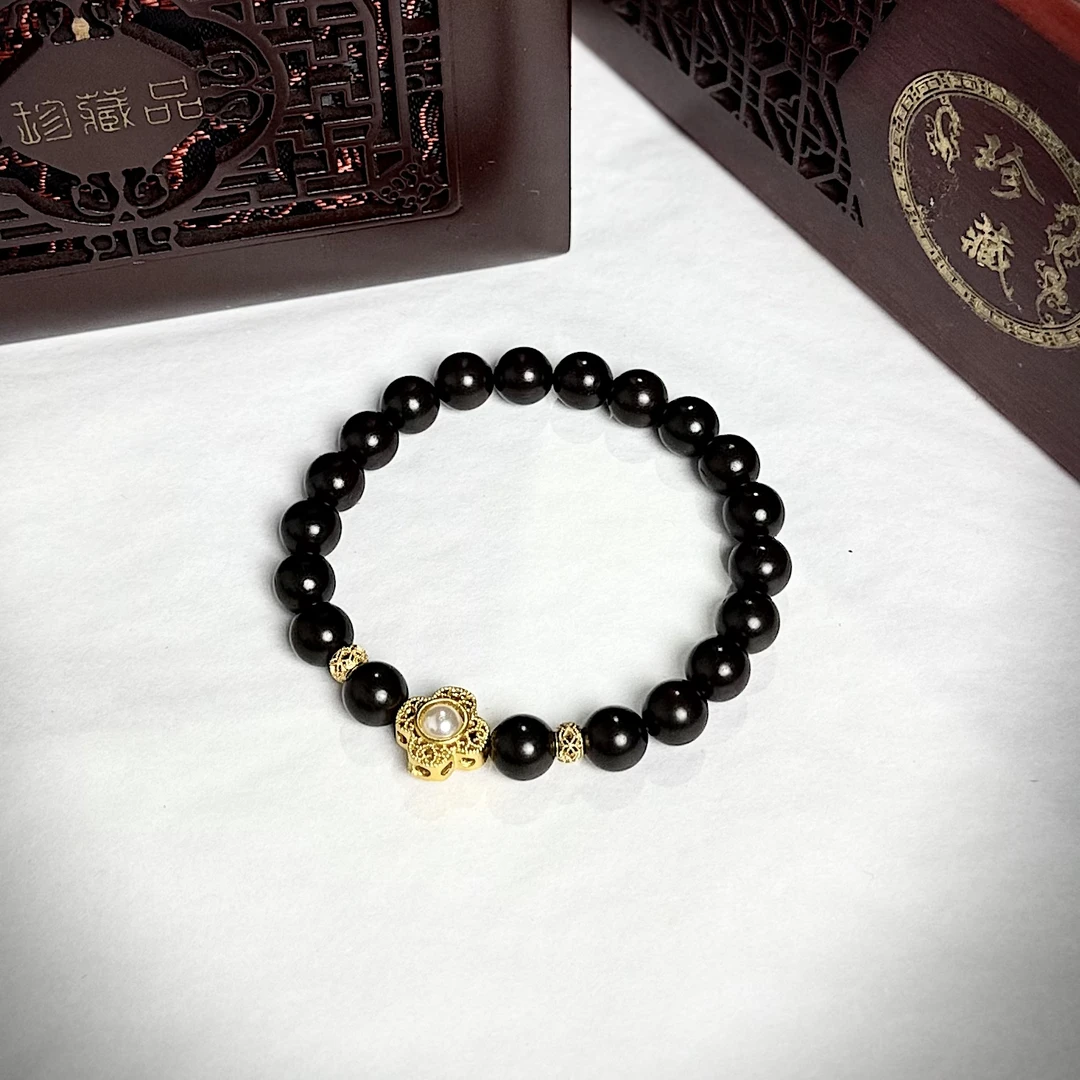 S0750-小叶紫檀0.8mm单圈精品手串（配礼盒）