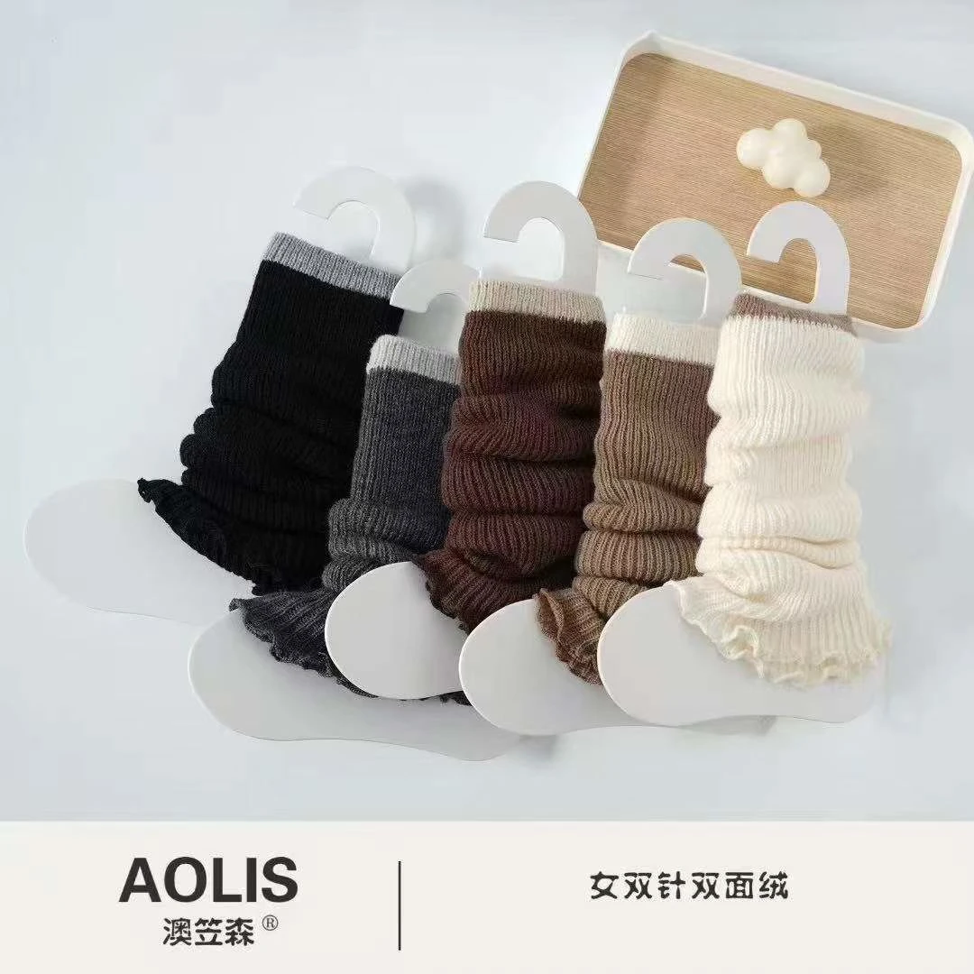 美拉德纯色系 加厚驼绒保暖过膝堆堆袜女袜长筒袜冬季