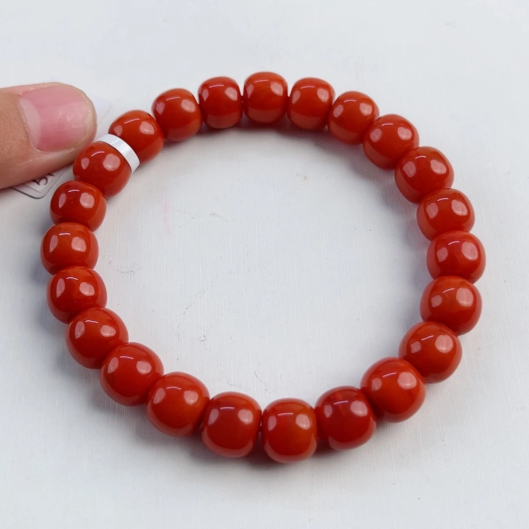 手链未镶嵌南红玛瑙瓦西柿子红老型单圈9mm