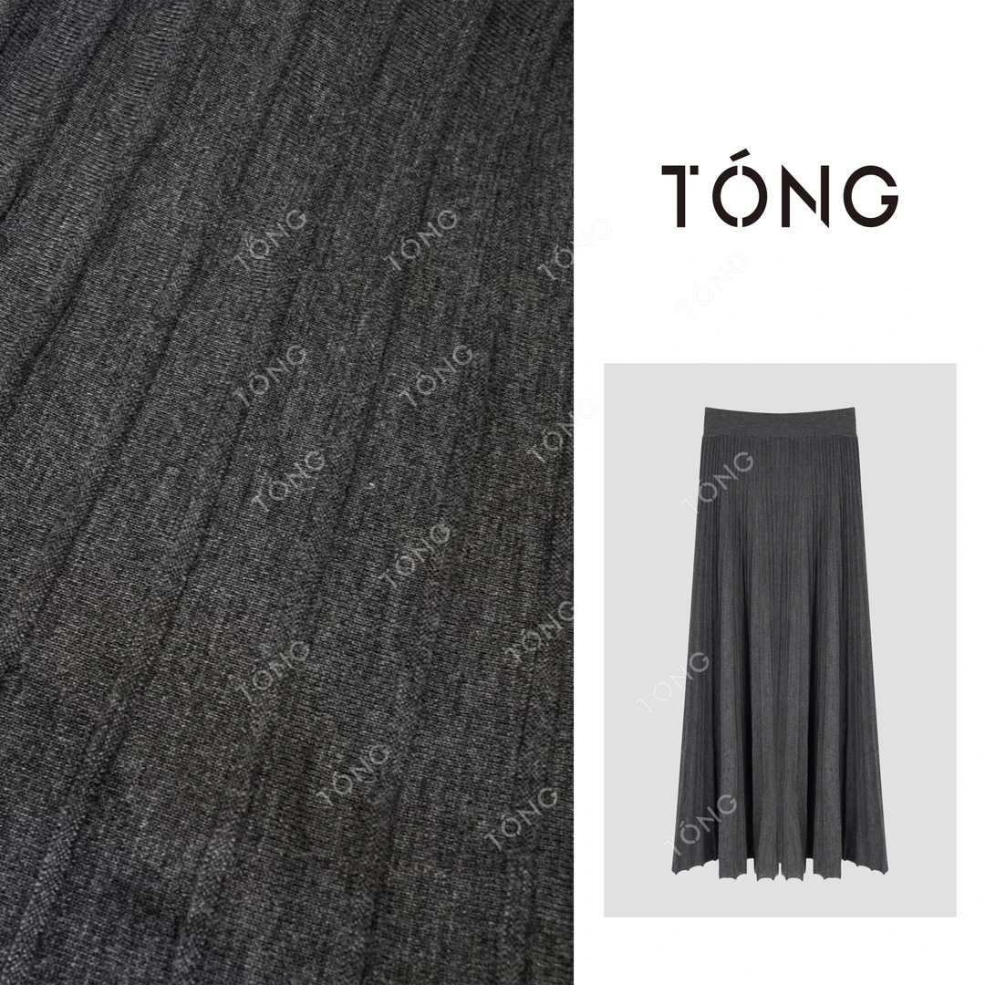 【女神必备】德国高支超细100羊毛不规则百褶坑条针织半裙 GQ024