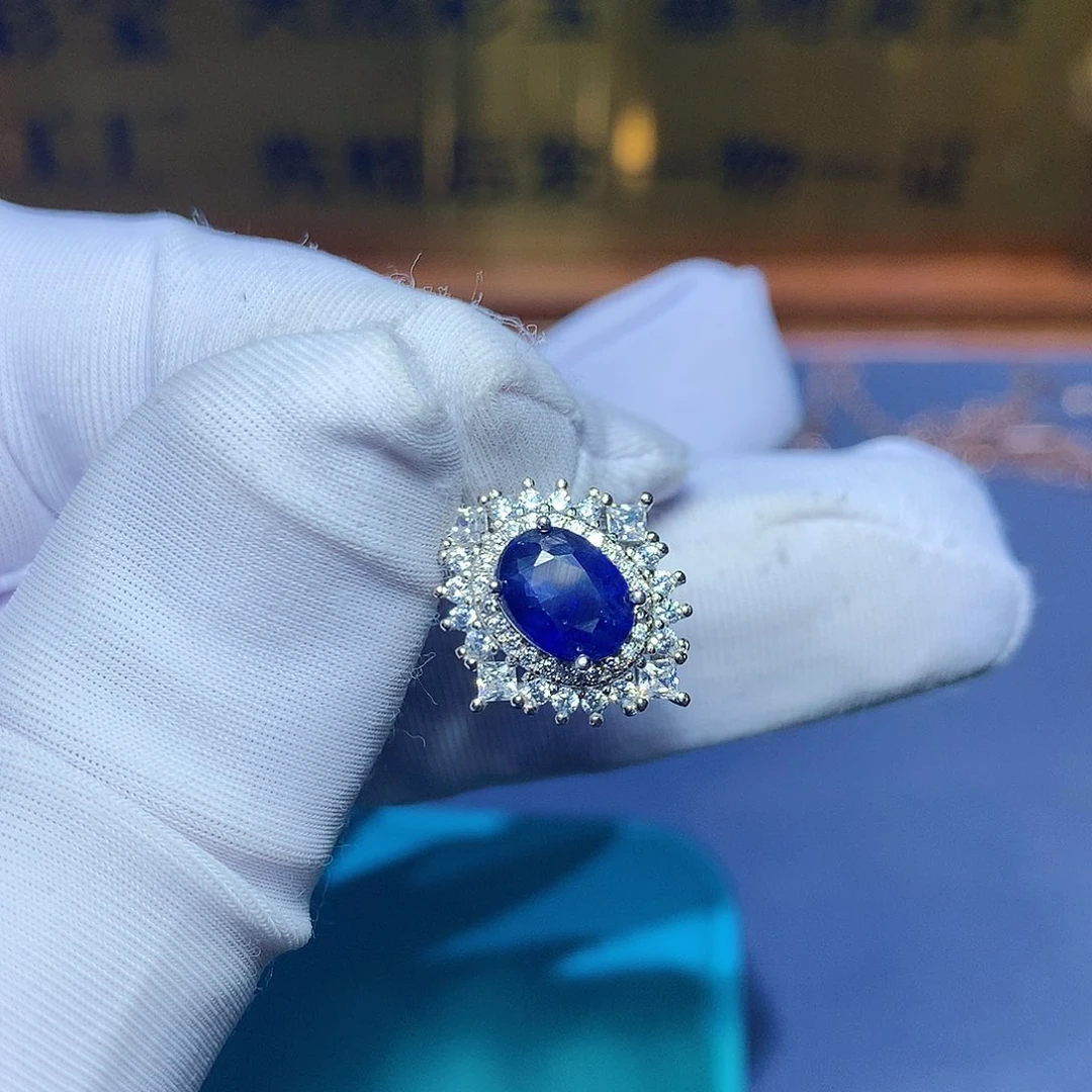 蓝宝石颈饰银S925镶嵌