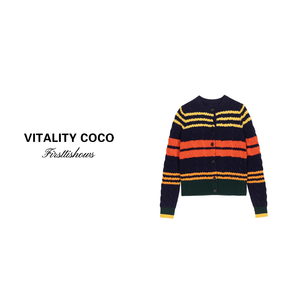 「VITALITY COCO」多巴胺减龄羊毛绞花秋冬针织开衫毛衣女冬-895