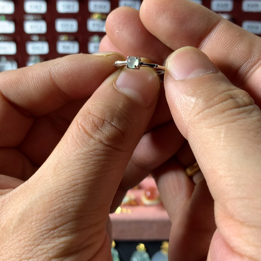 九***离翡翠银S925镶嵌戒指463