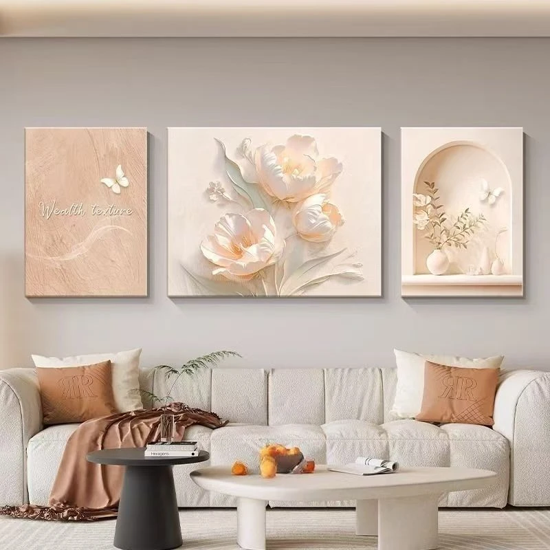 现代客厅高级感装饰画三联抽象画沙发墙挂画6080