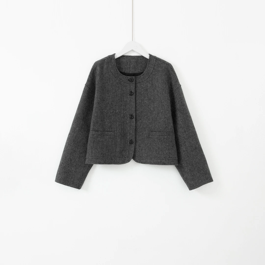 几里与麻 圆领复古小香风外套 衣长49胸围113 2091449