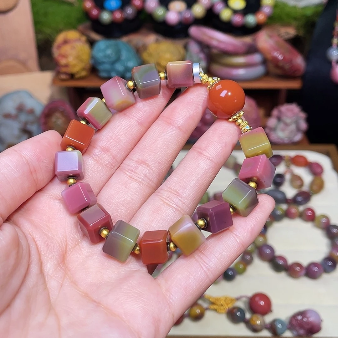 奥***宝玛瑙/玉髓合金手串盐源玛瑙老矿料方糖手串