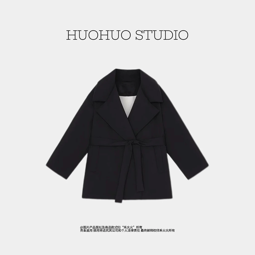 HUOHUO STUDIO 【雪顶】秋冬气质丝羊毛精纺平纹布鹅绒服G1115