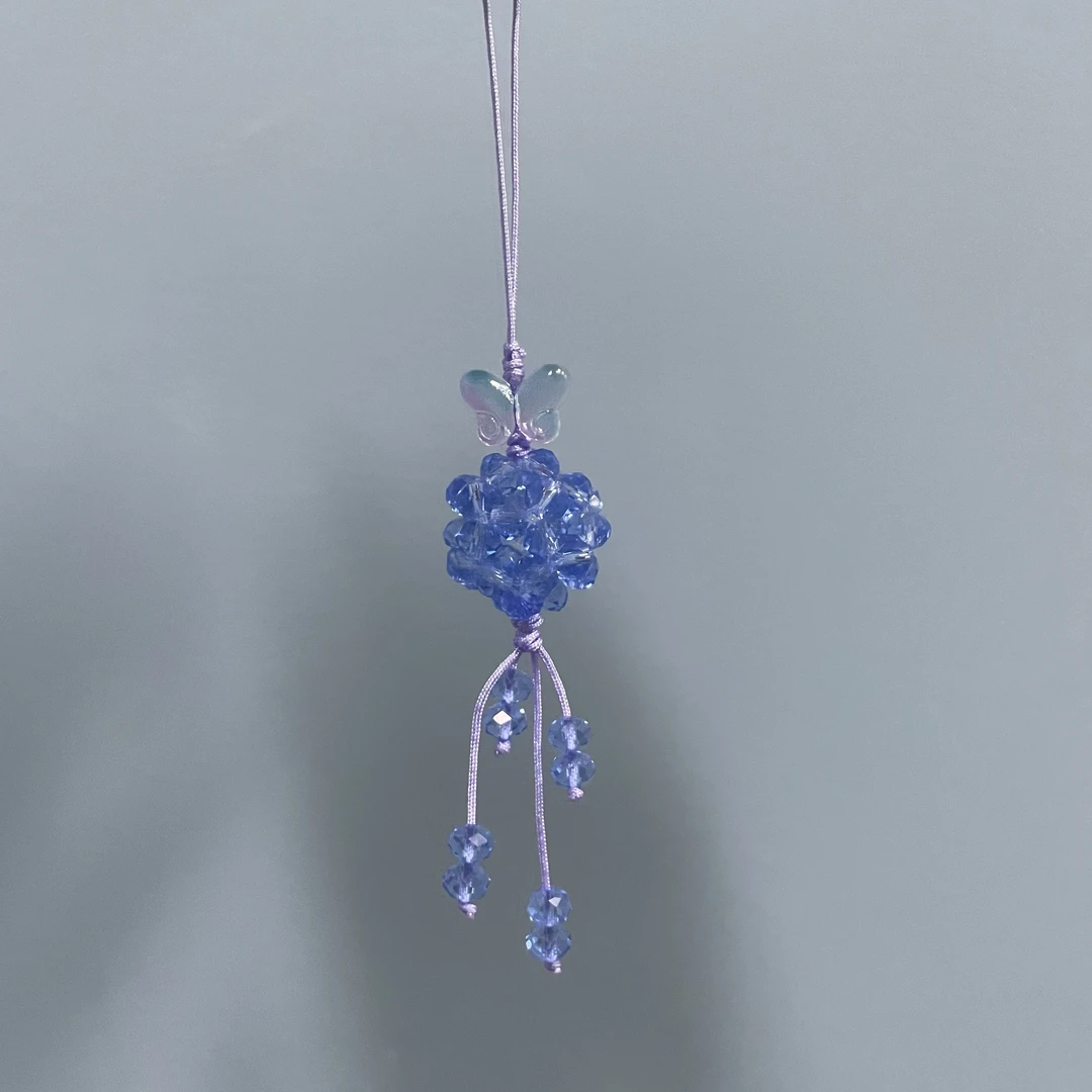 绳款蓝紫色玲珑球手机坠D889