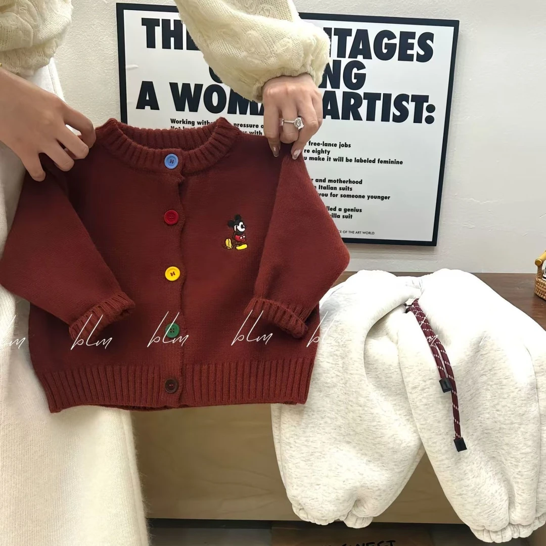 2025宝宝针织衫外套儿童新款韩版卡通刺绣洋气男女童毛衣开衫上衣