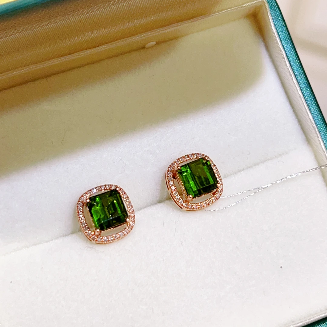 2.09ct 18k碧玺耳钉2300