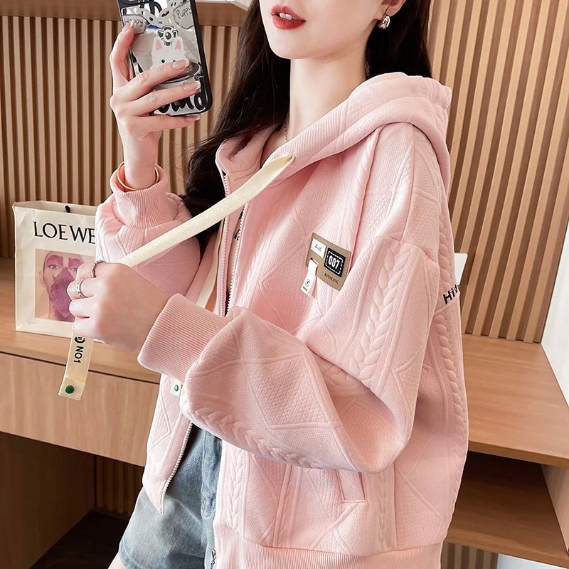 洋气减龄连帽薄款开衫卫衣女春秋新款韩版宽松百搭显瘦外套上衣潮