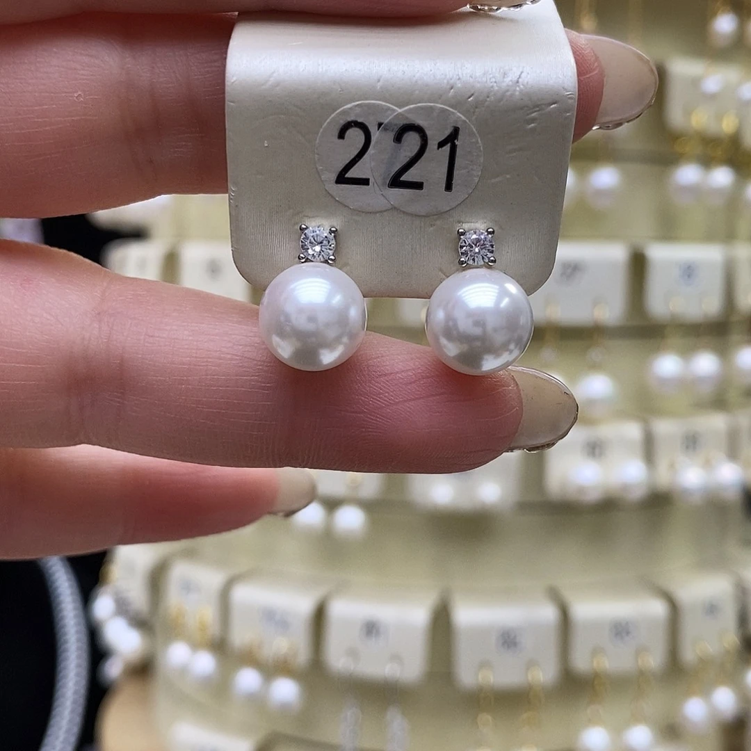 淡水珍珠耳饰银S925镶嵌