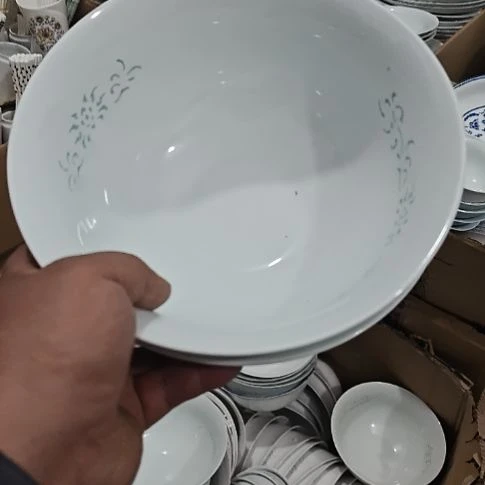 瓷玲珑青色8寸大汤碗2个微瑕疵