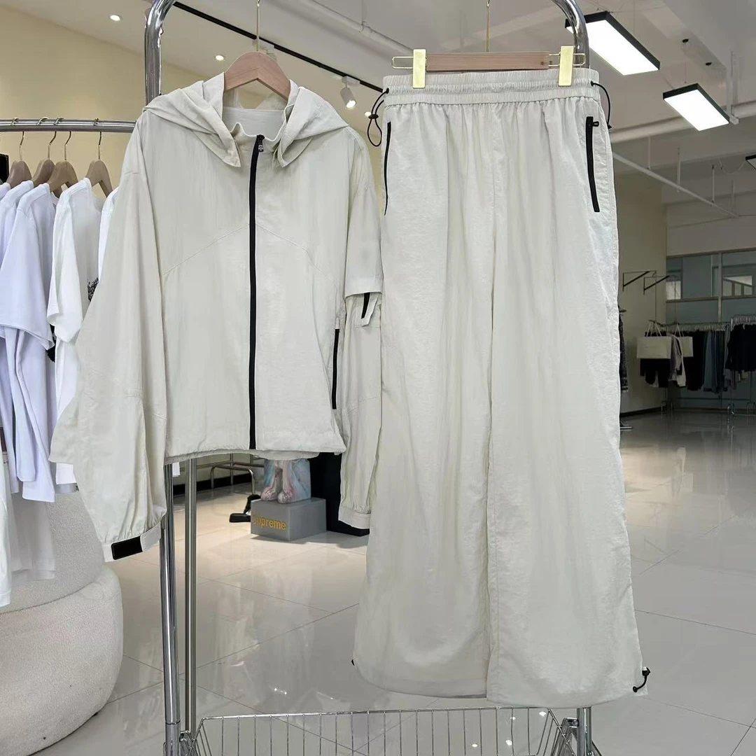 苗苗同款白色工装休闲运动裤子机能轻户外25夏新款束脚抽绳套装