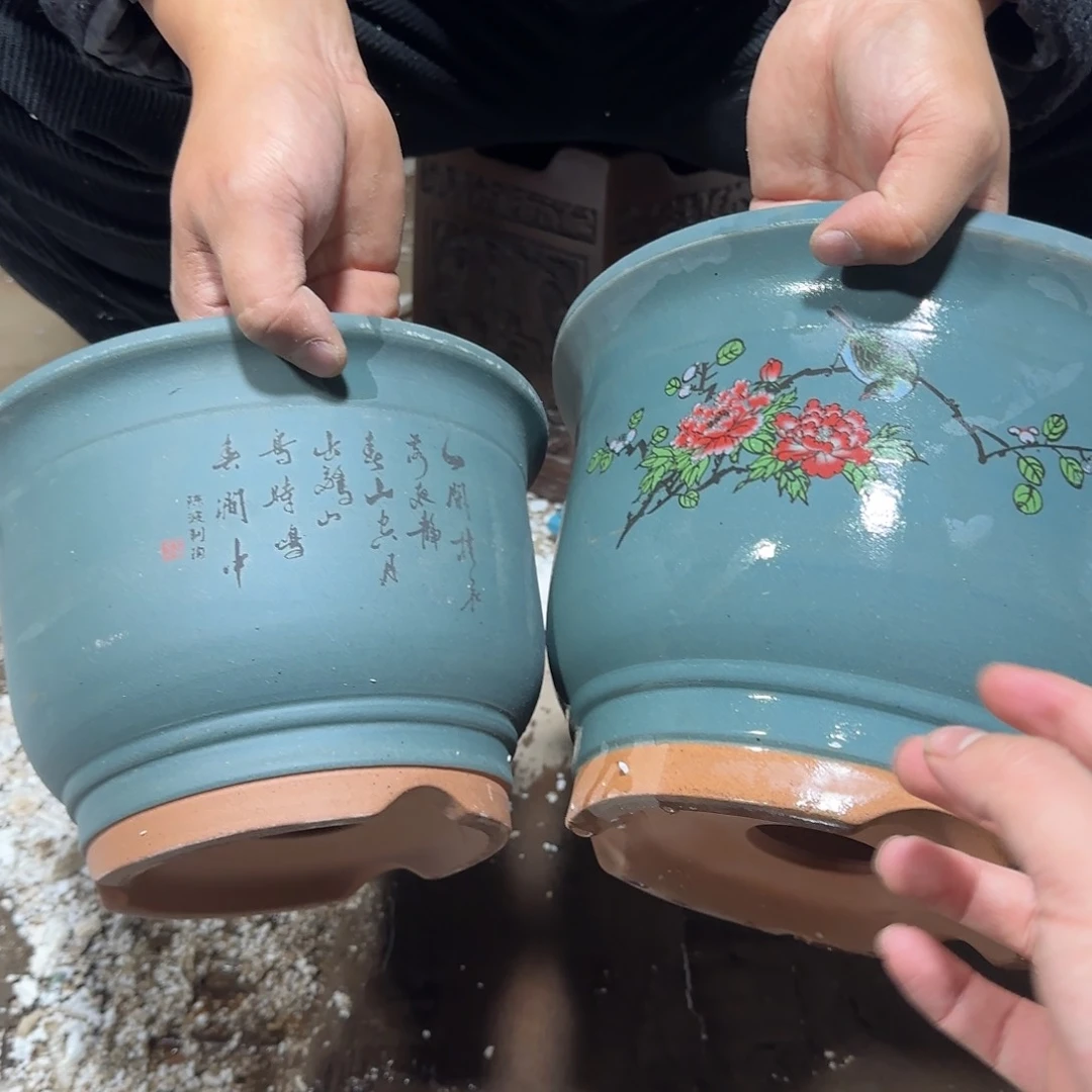 紫砂花盆口径23高度17口20高度14