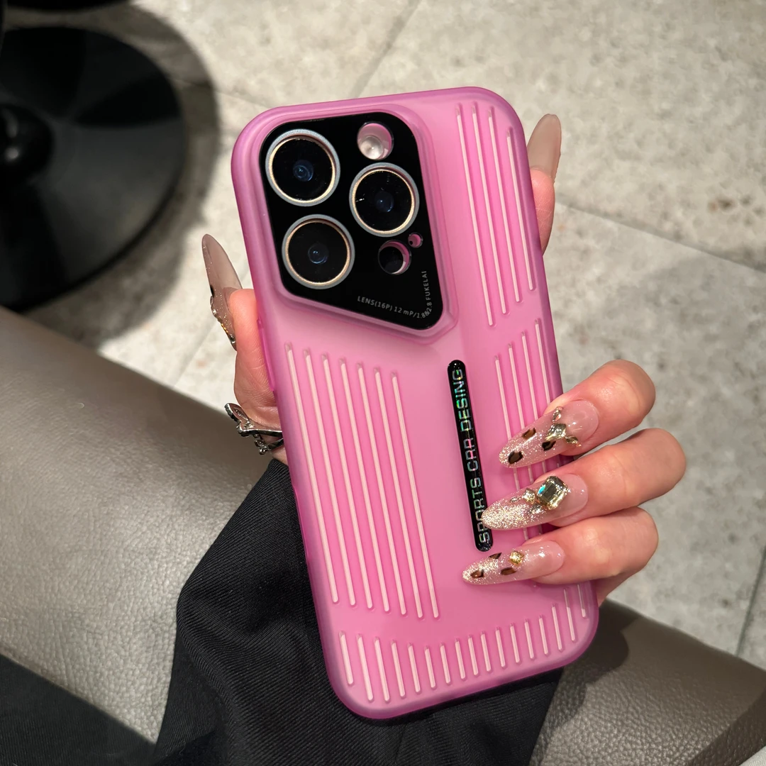 创意镂空刀锋散热适用苹果16Promax手机壳纯色15镜头膜百搭14男女