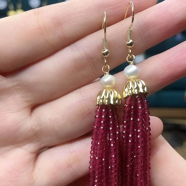 石英质玉耳钉银S925镶嵌