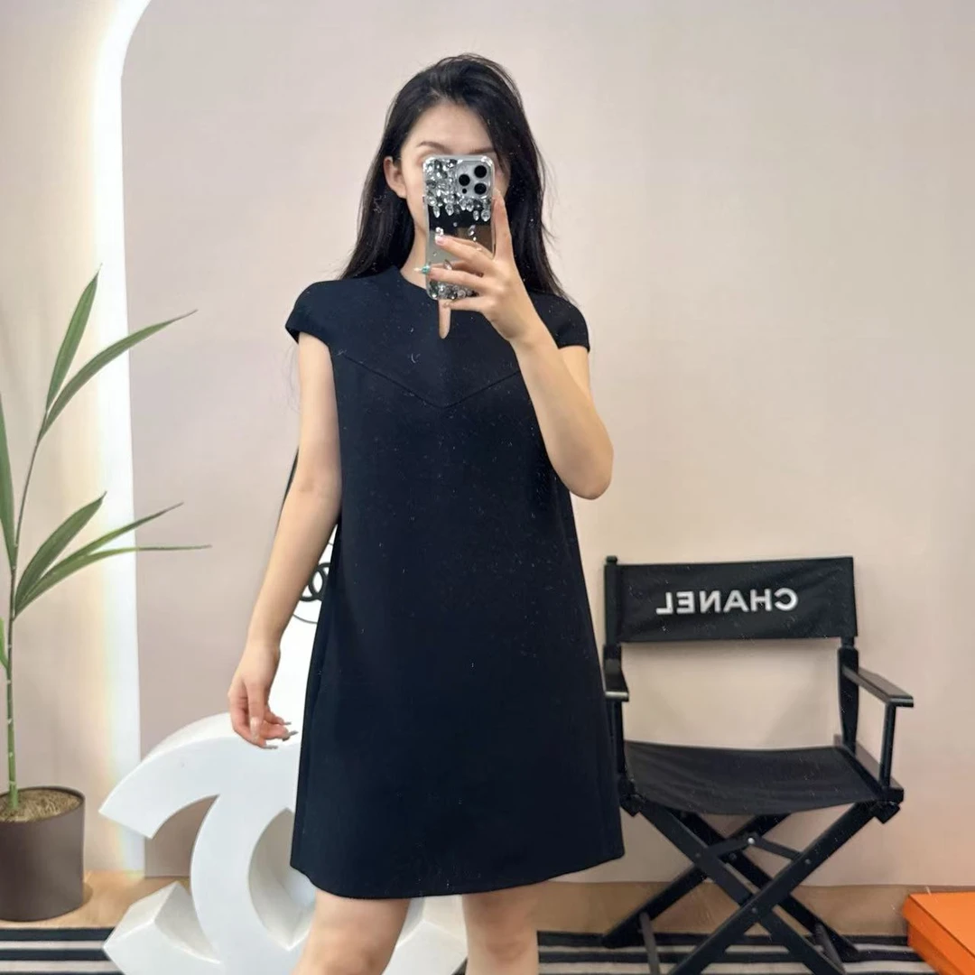 95新 DIOR/迪奥 麦殿/雪纺连衣裙34码黑色/250702WQQ8XF4