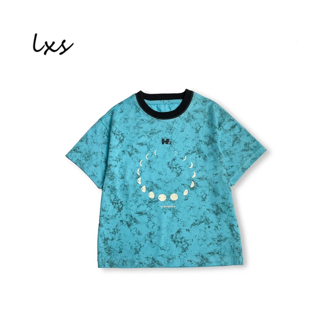 舅舅严选童装夏季男童潮韩版百搭时尚宽松休闲圆领套头短袖C88850