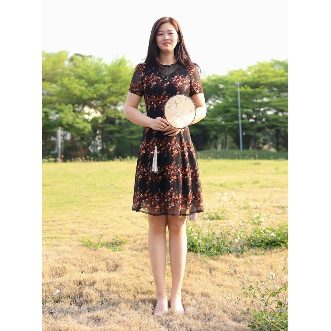 蕾丝绣花连衣裙妈妈装#L700787H-70时尚气质优雅轻奢夏季连衣裙