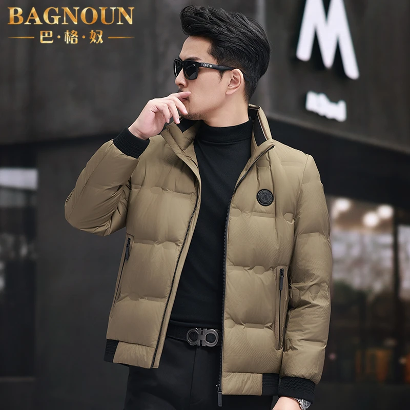 巴格奴羽绒服男士冬季新款时尚高端短款加厚休闲中年立领保暖外套