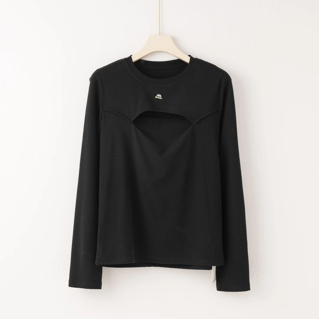 Q2544【特价-占单者限购】新款小心机圆领修身长袖打底衫