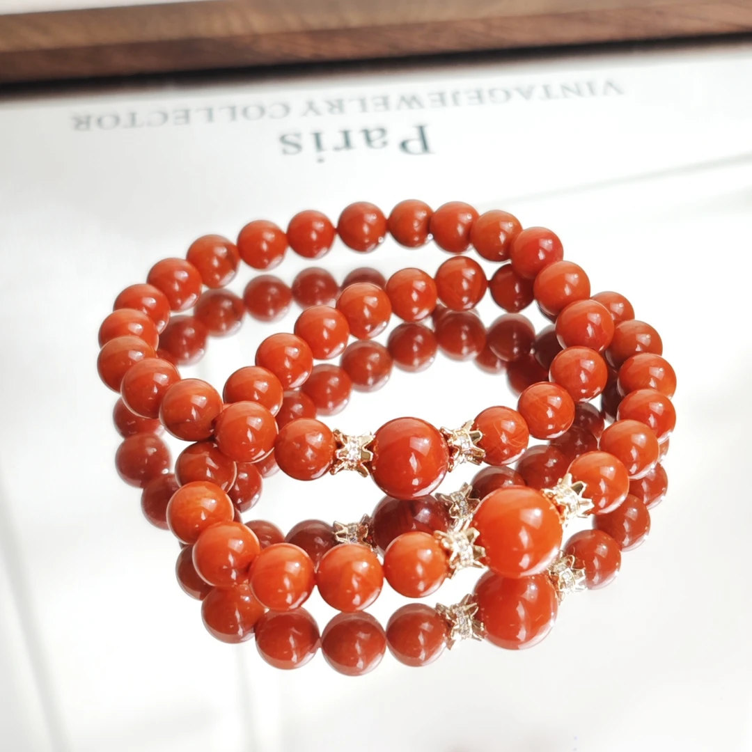 南红玛瑙圆珠单圈手串（多样性发货 发其一）