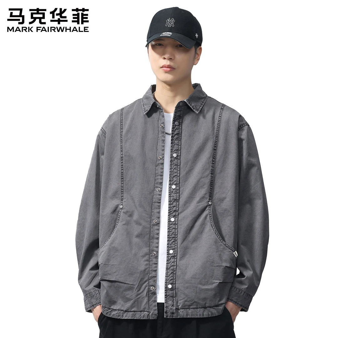 马克华菲男士秋季工装夹克2025新款美式复古翻领休闲上衣外套