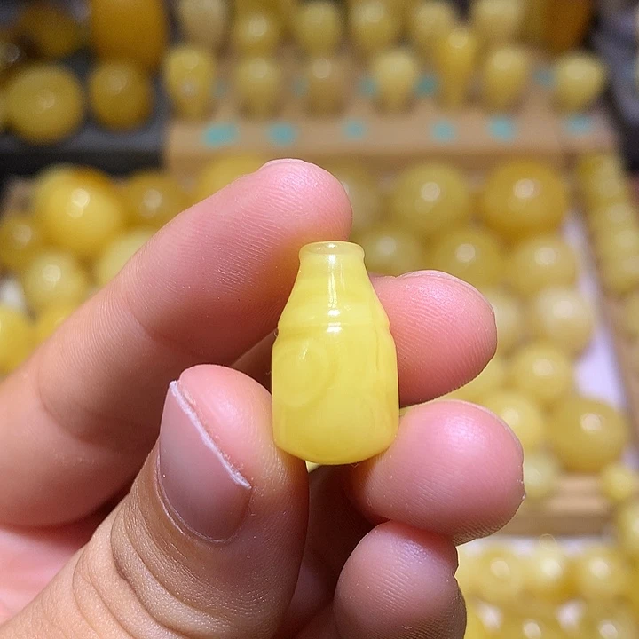 裸石蜜蜡未镶嵌天然俄料黄白花蜜蜡三通11