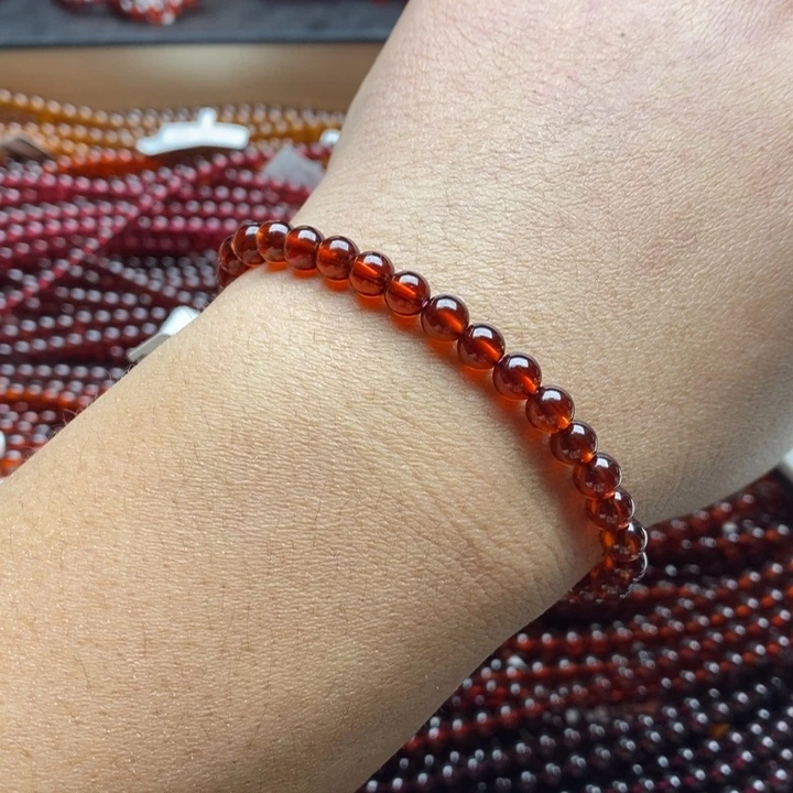 手链石榴石未镶嵌5.8mm毕业级橙红色