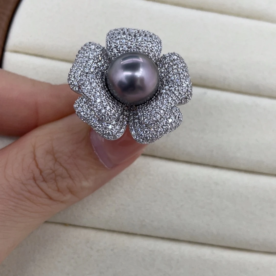 海水珍珠银S925镶嵌戒指