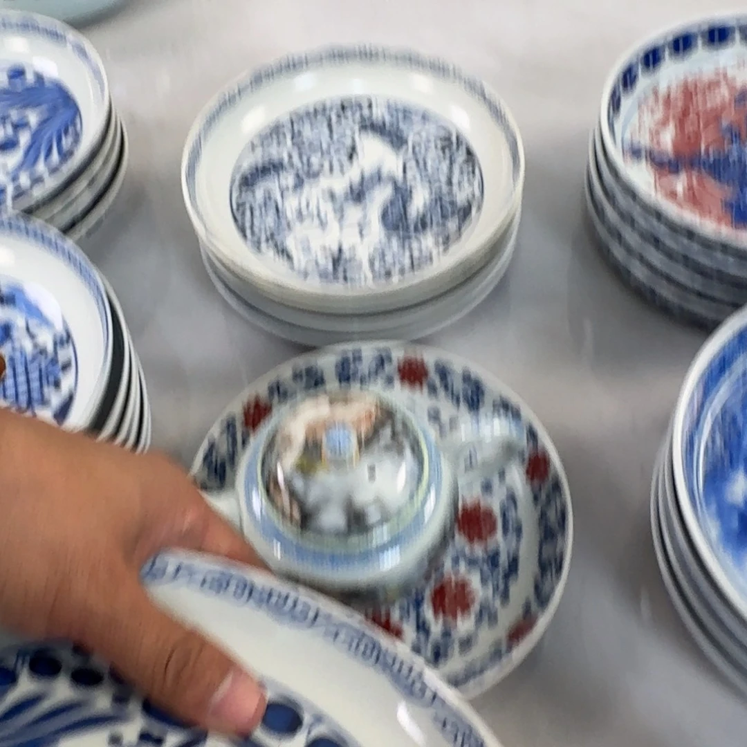 陶摆件青花鱼藻纹大壶承