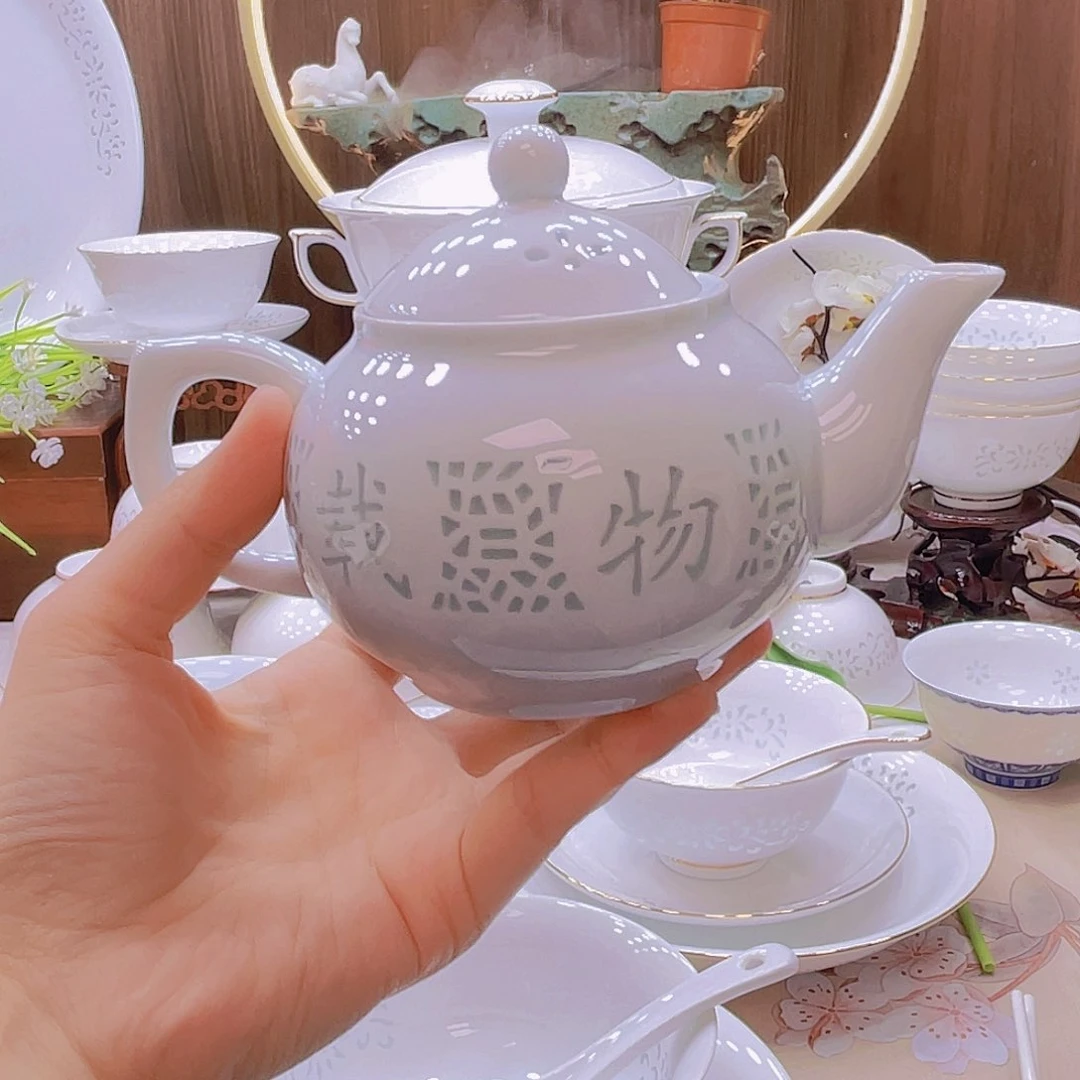 瓷景德镇青色茶具套装