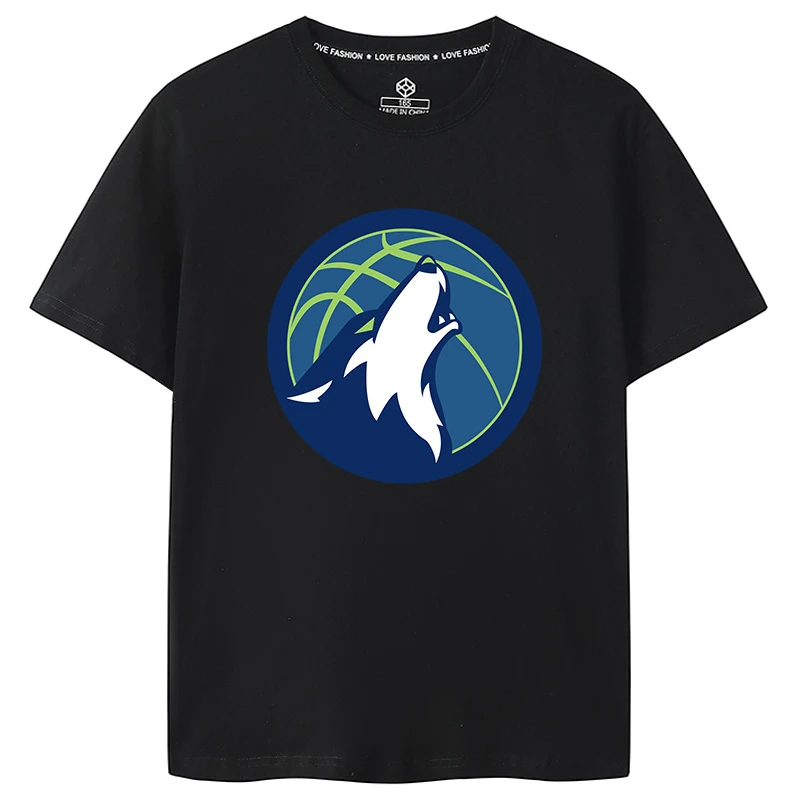 夏装篮球T恤森林狼新logo爱德华兹唐斯短袖纯棉圆领运动休闲半袖