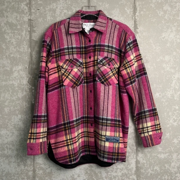 未使用 WE11 DONE 2*1/粉色格纹羊毛外套/15291/JP