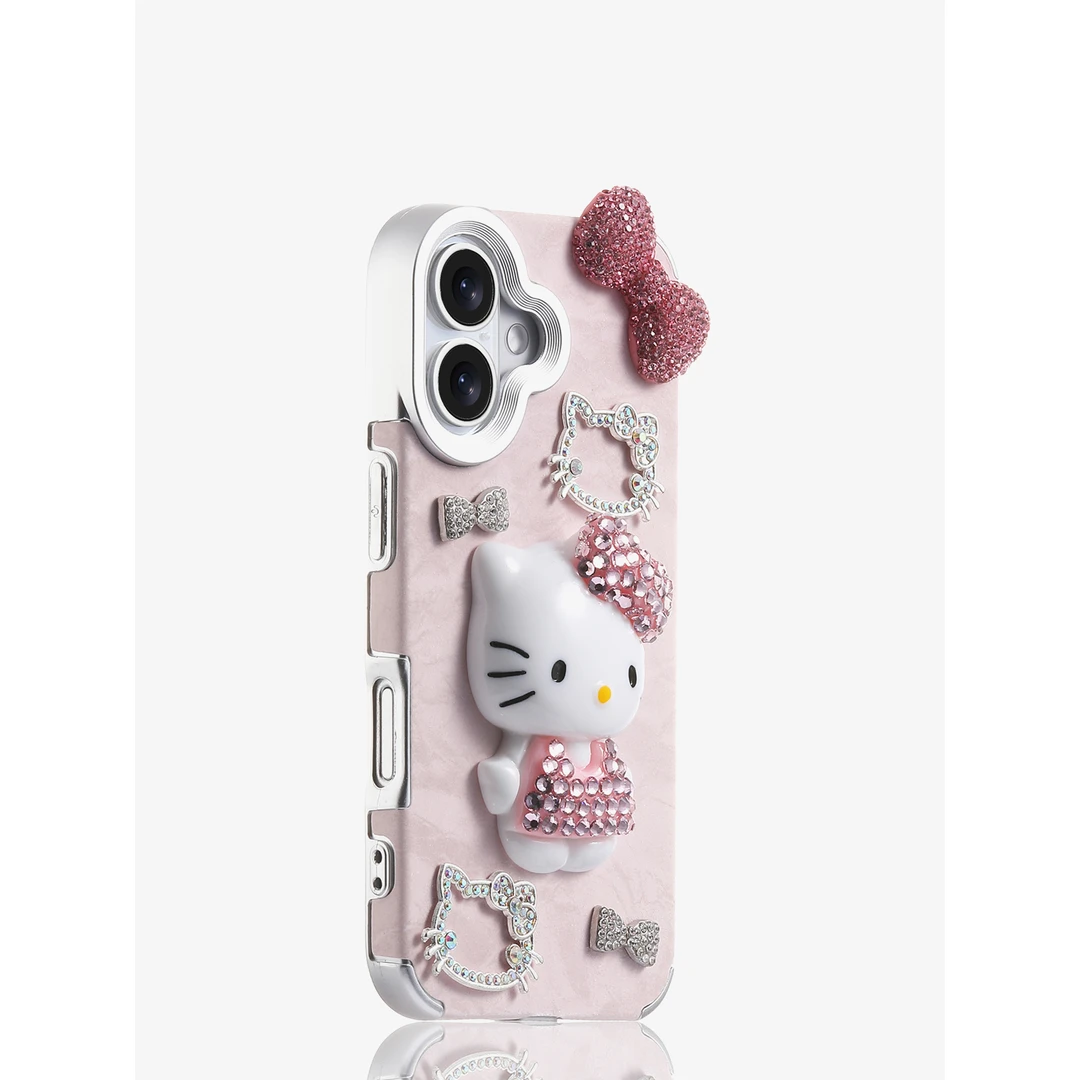 满钻蝴蝶结猫咪适用iPhone16手机壳新款15/14/13PROMAX防摔12软壳