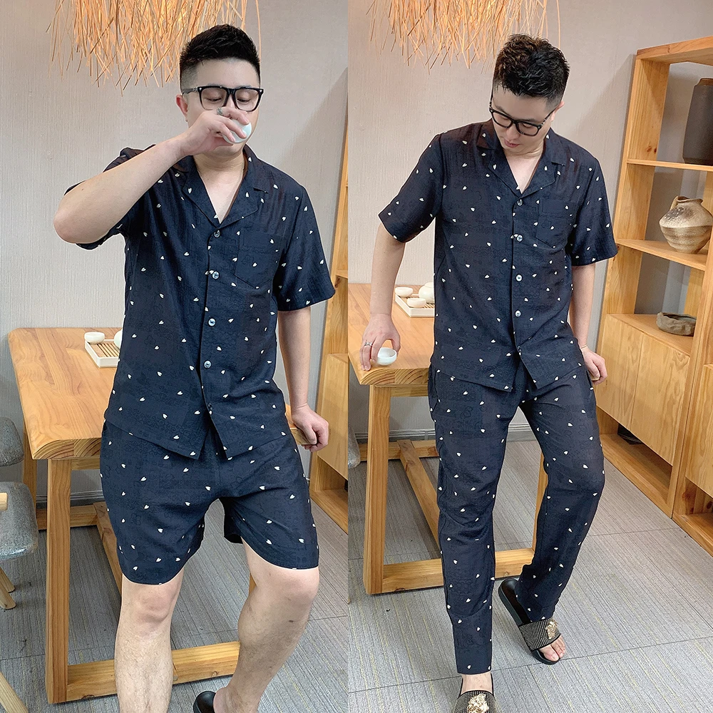 大码棉麻短袖睡衣套装夏季2025透气睡衣高品质休闲可外穿家居服男