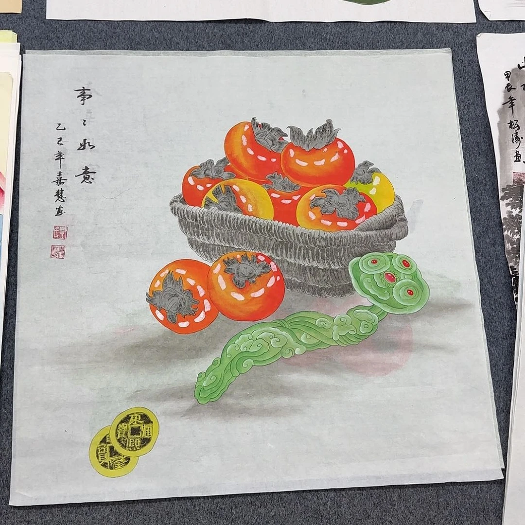 国画尺寸70X70手绘作品